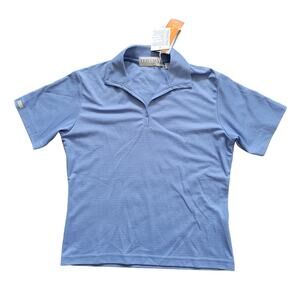 Tehama Women Golf Polo Short Sleeve Blue Collared Hang Em Dry Pima Cotton Sz S